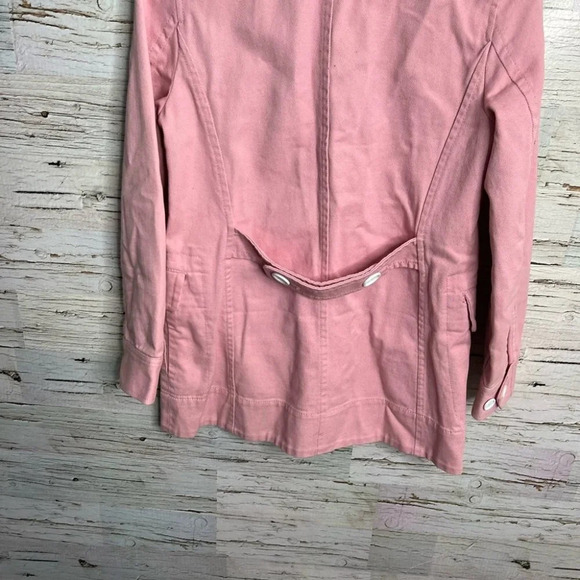 J crew pink trench coat white buttons size 0 jacket - Picture 6 of 11